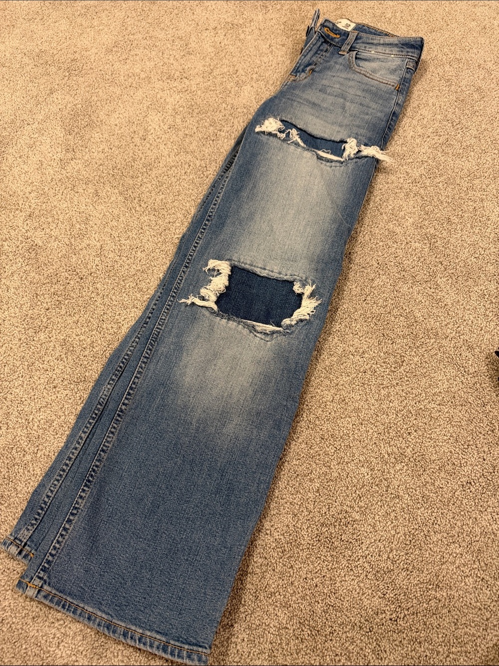 abercrombie kids Blue Distressed Bootcut Jeans
